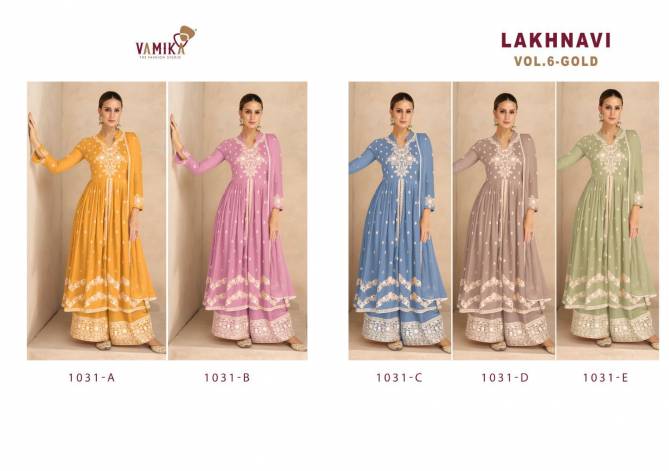 Lakhnavi Vol 6 Gold By Vamika Designer Heavy Readymade Suits Catalog
